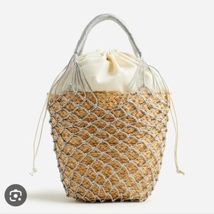 NWT J Crew Sedona Silver Basket Bag in Straw